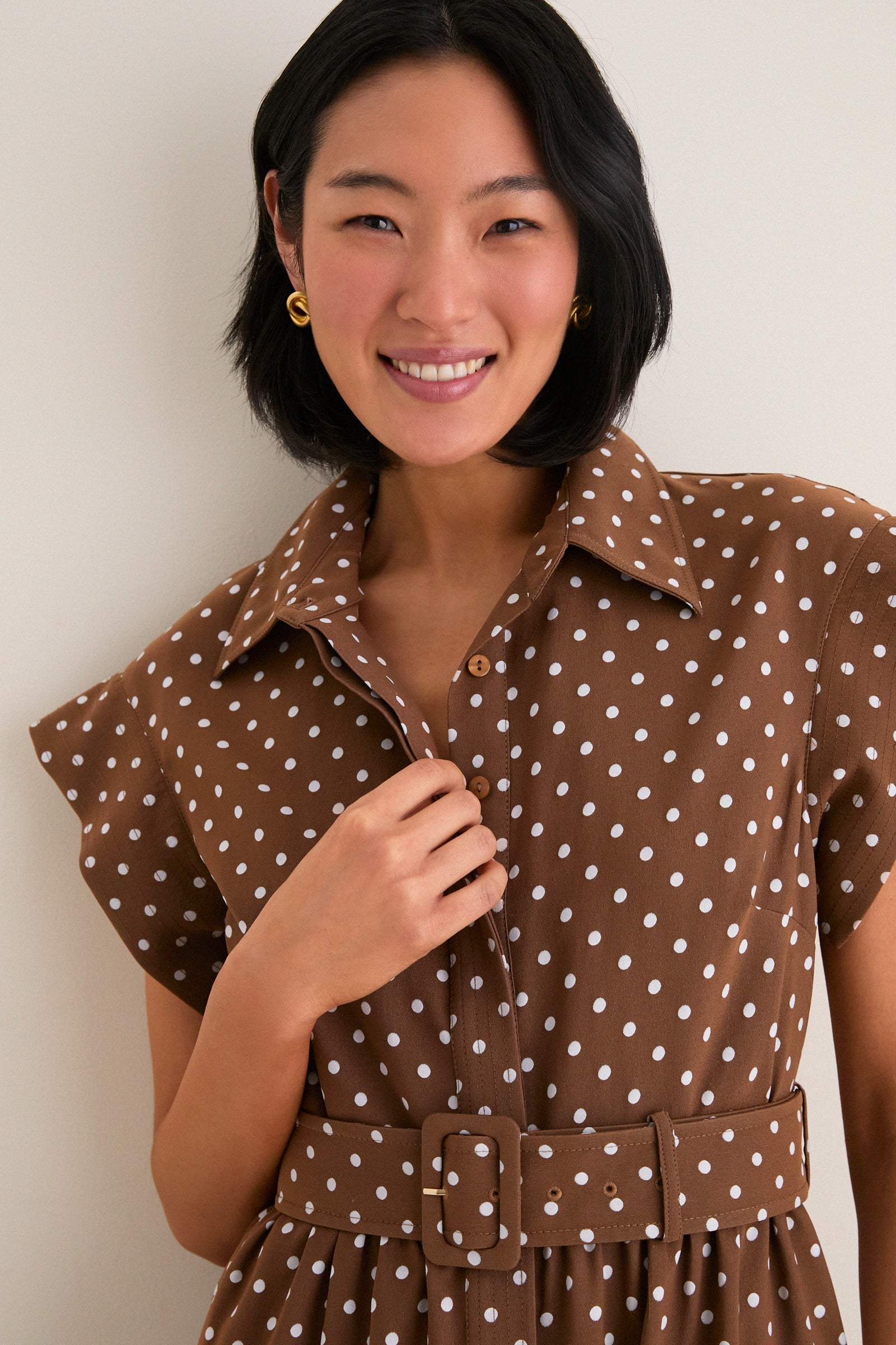 brown polka dot shirt dress Linen Shirt Dress | Women's Clothing and Accessories