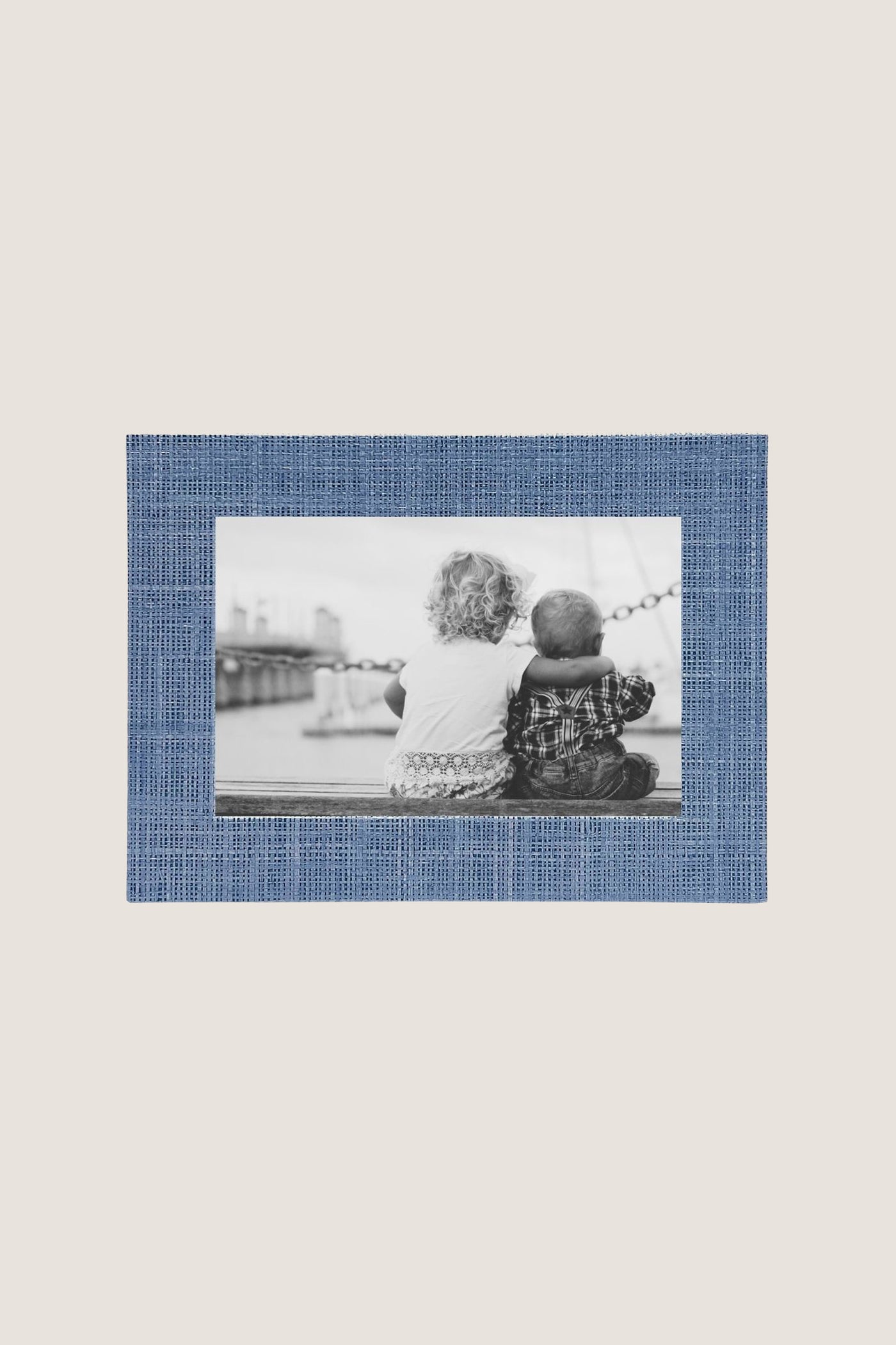 Heather Blue Faux Grasscloth 4x6 Frame