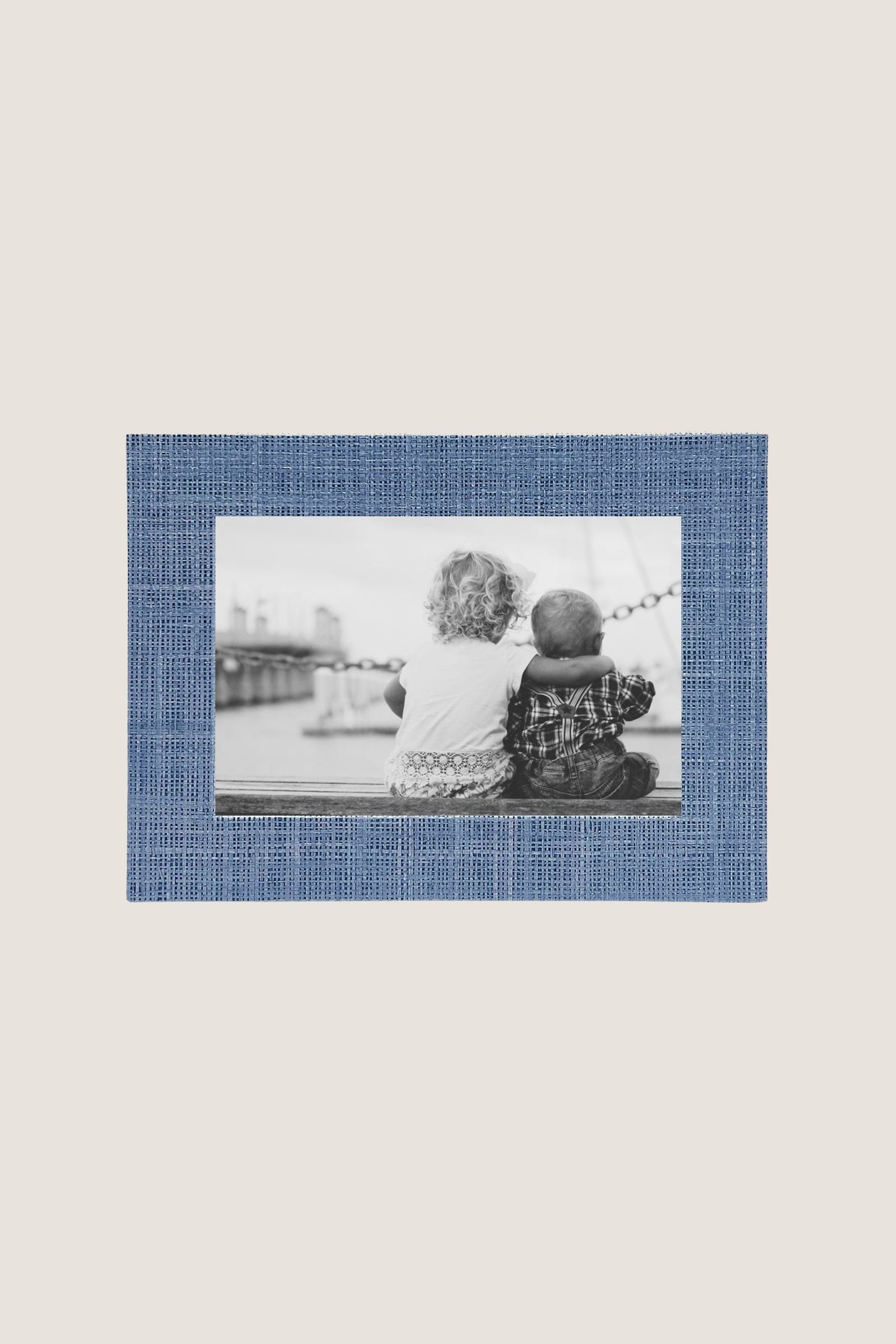 Heather Blue Faux Grasscloth 4x6 Frame