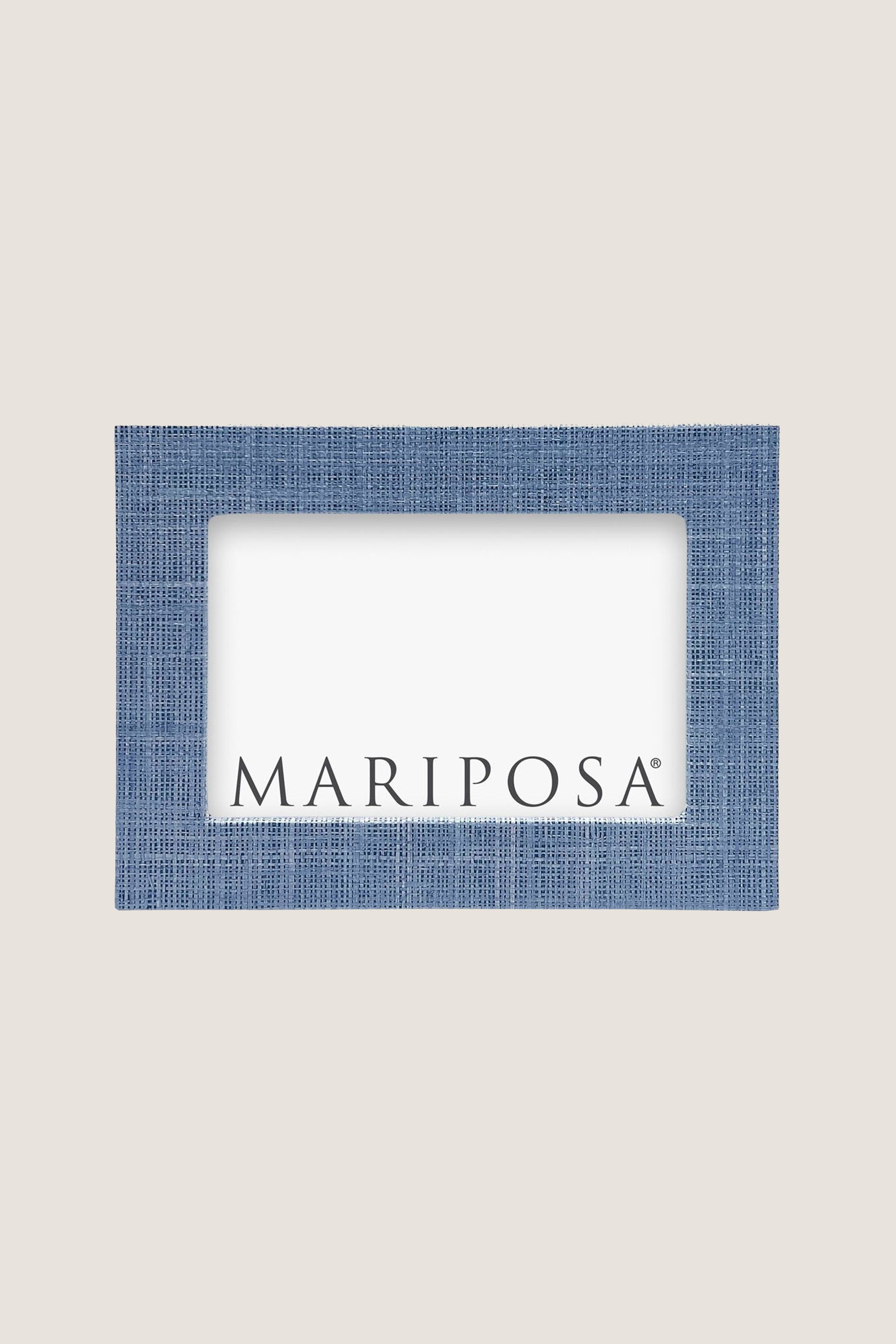 Heather Blue Faux Grasscloth 4x6 Frame