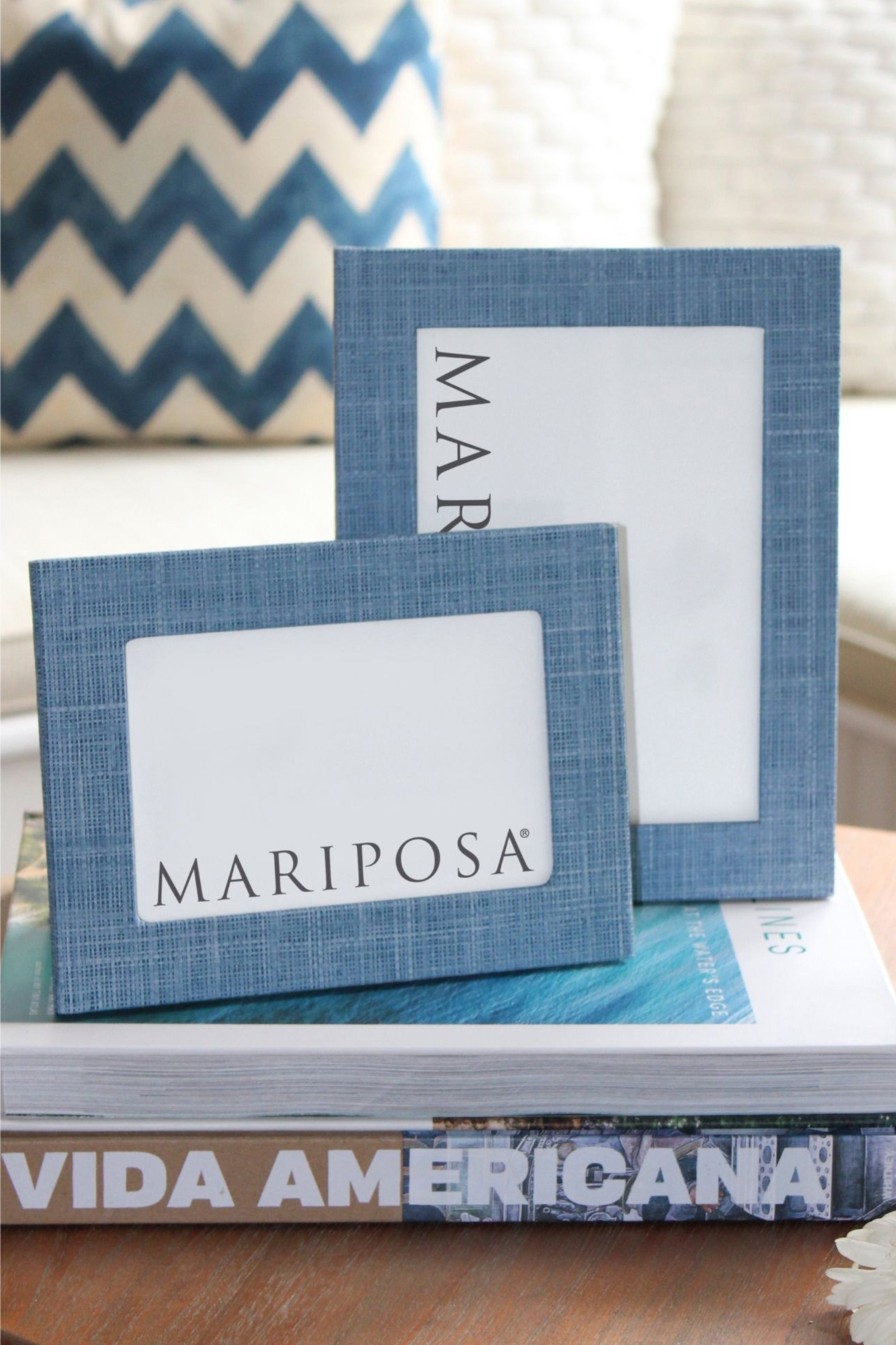 Heather Blue Faux Grasscloth 4x6 Frame