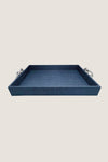 Indigo Faux Grasscloth Tray