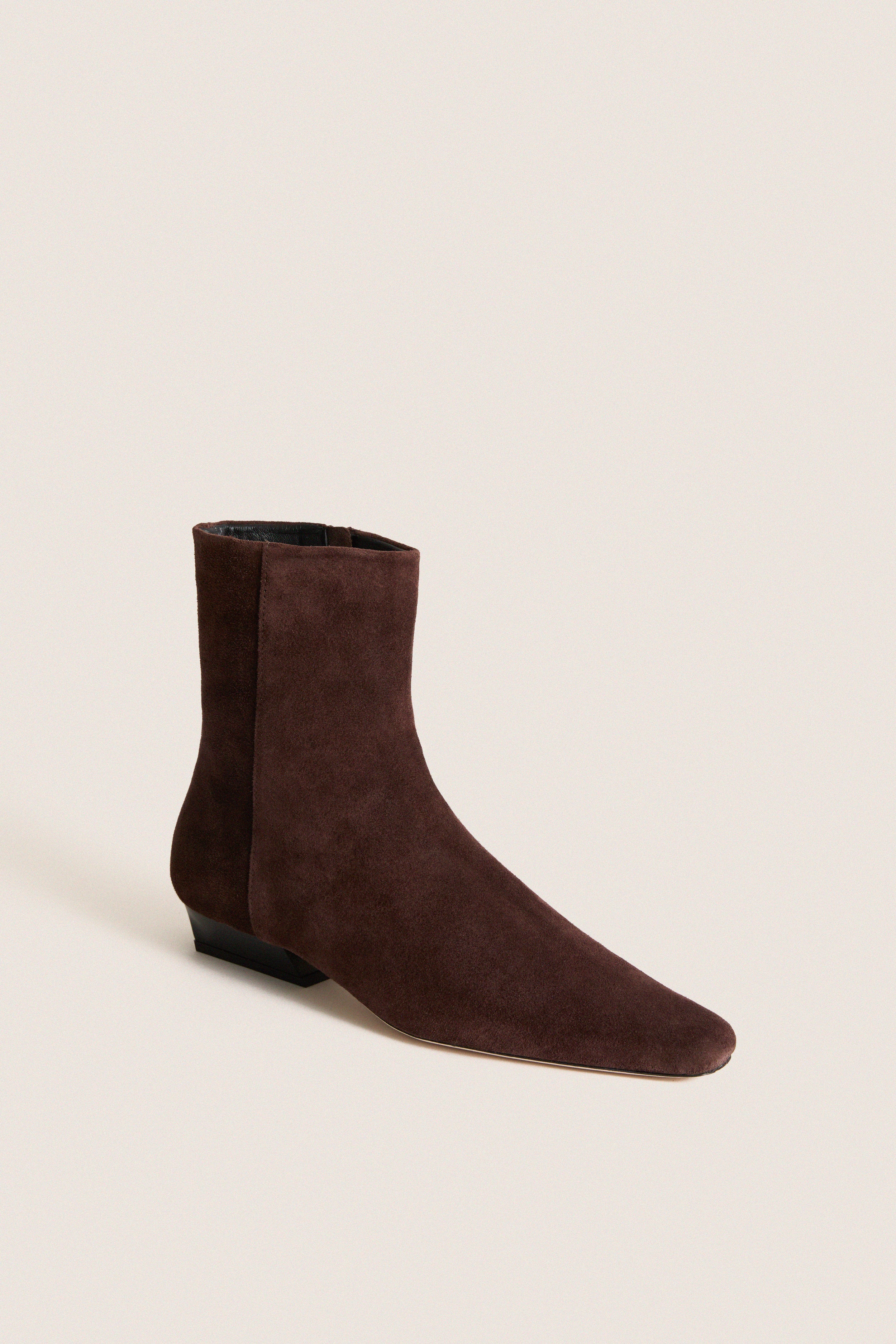 Espresso Suede Wally Flat Ankle Boot