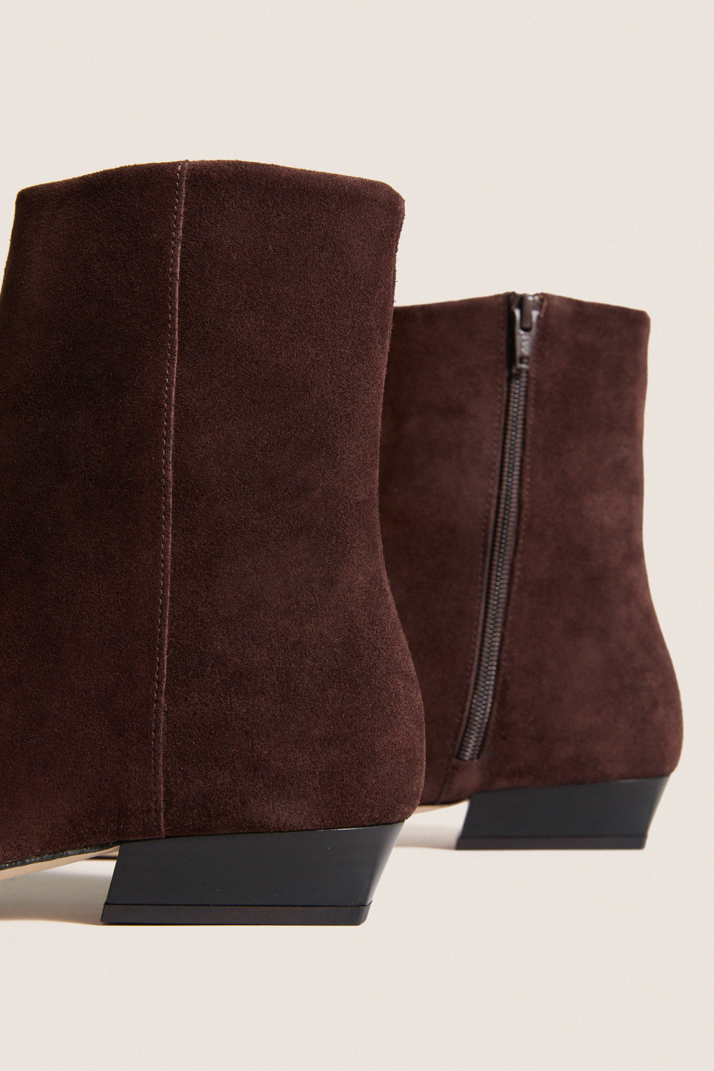 Espresso Suede Wally Flat Ankle Boot