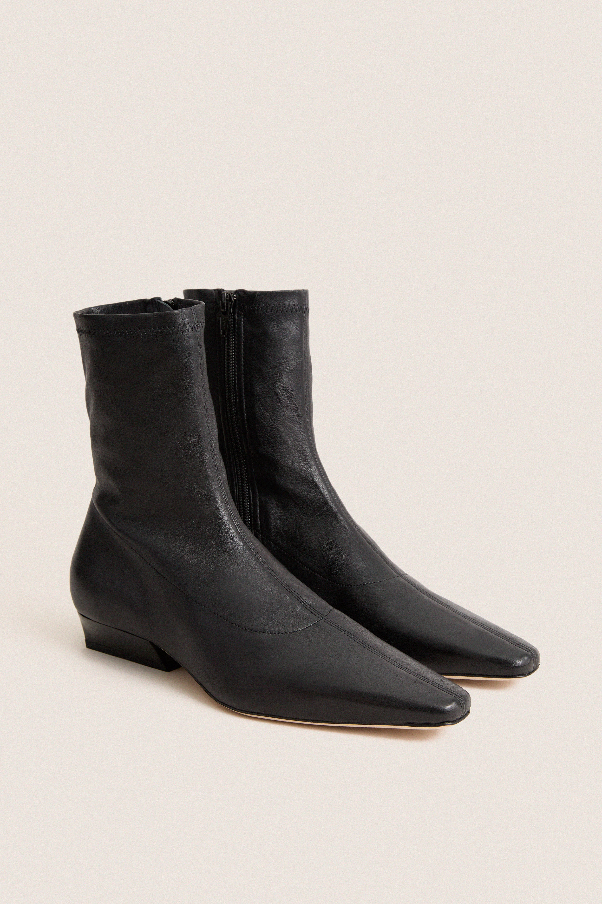 Black Wally Sock Flat Ankle Boot