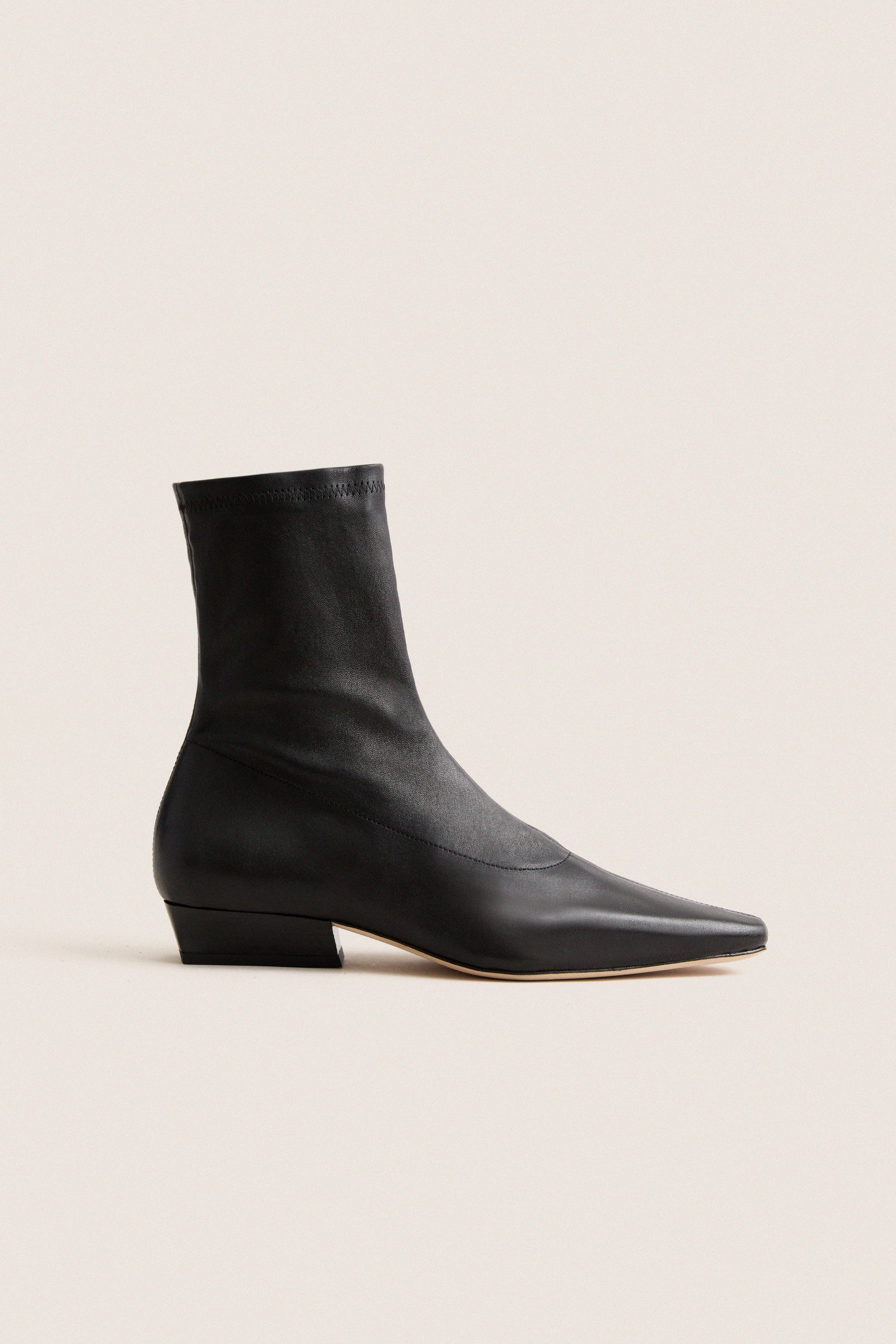 Black Wally Sock Flat Ankle Boot