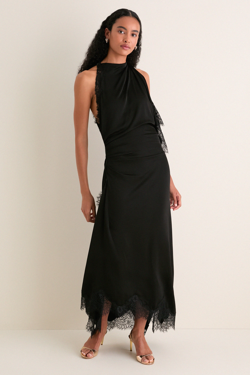 Black Lace Miriam Midi Dress
