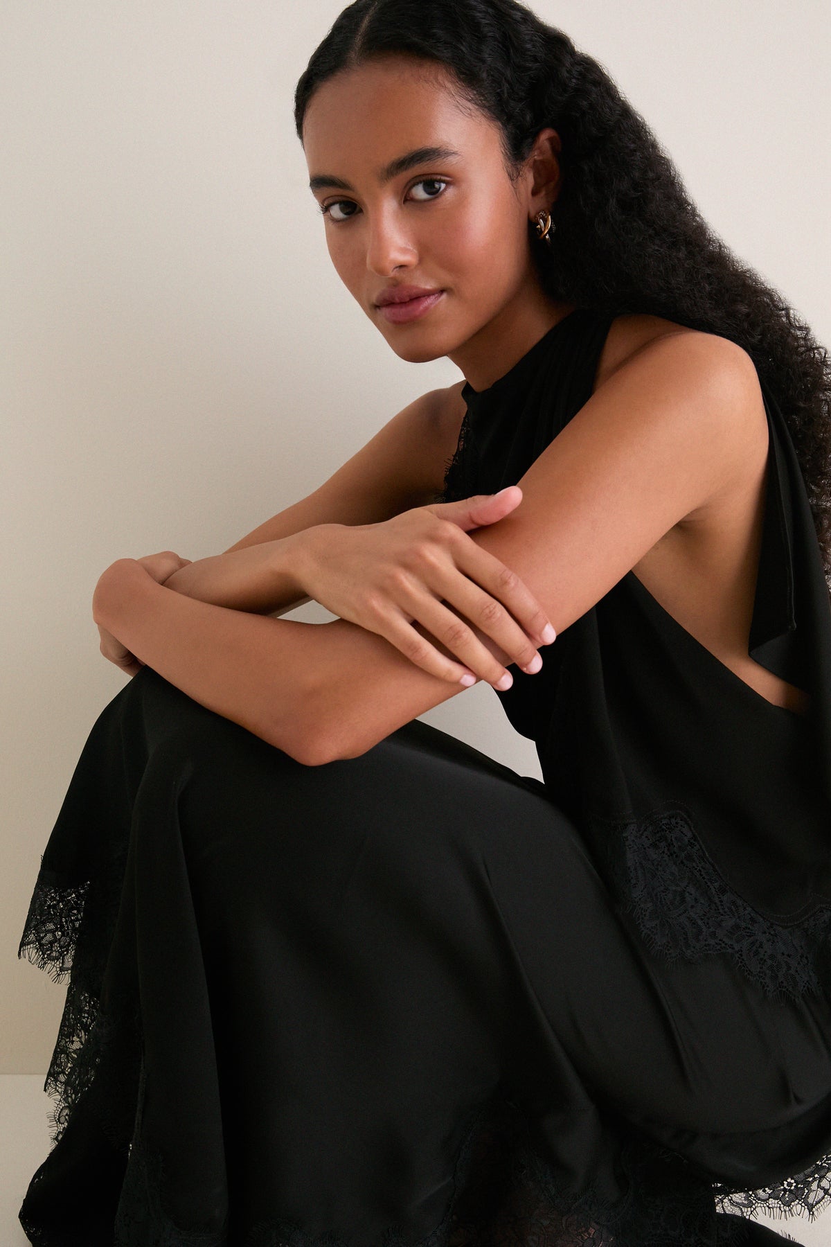 Black Lace Miriam Midi Dress
