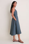 Carbon Blue Multi Stripe Magnolia Halter Dress