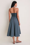 Carbon Blue Multi Stripe Magnolia Halter Dress