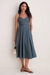Carbon Blue Multi Stripe Magnolia Halter Dress