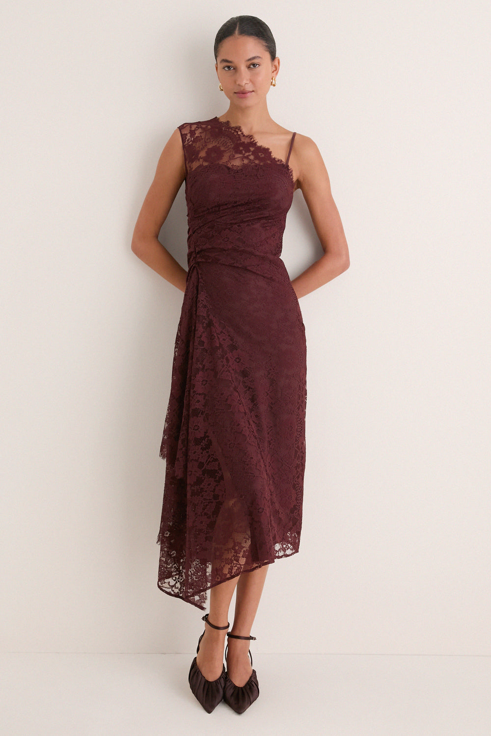 Marron Lace Gia Midi Dress