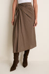 Pecan and Navy Jean Midi Skirt