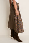 Pecan and Navy Jean Midi Skirt
