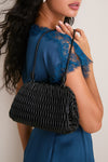 Gloss Black Woven Leather Elio Bag
