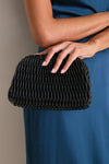Gloss Black Woven Leather Elio Bag