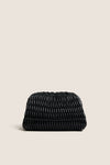 Gloss Black Woven Leather Elio Bag