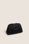 Gloss Black Woven Leather Elio Bag