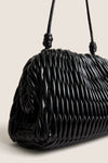 Gloss Black Woven Leather Elio Bag