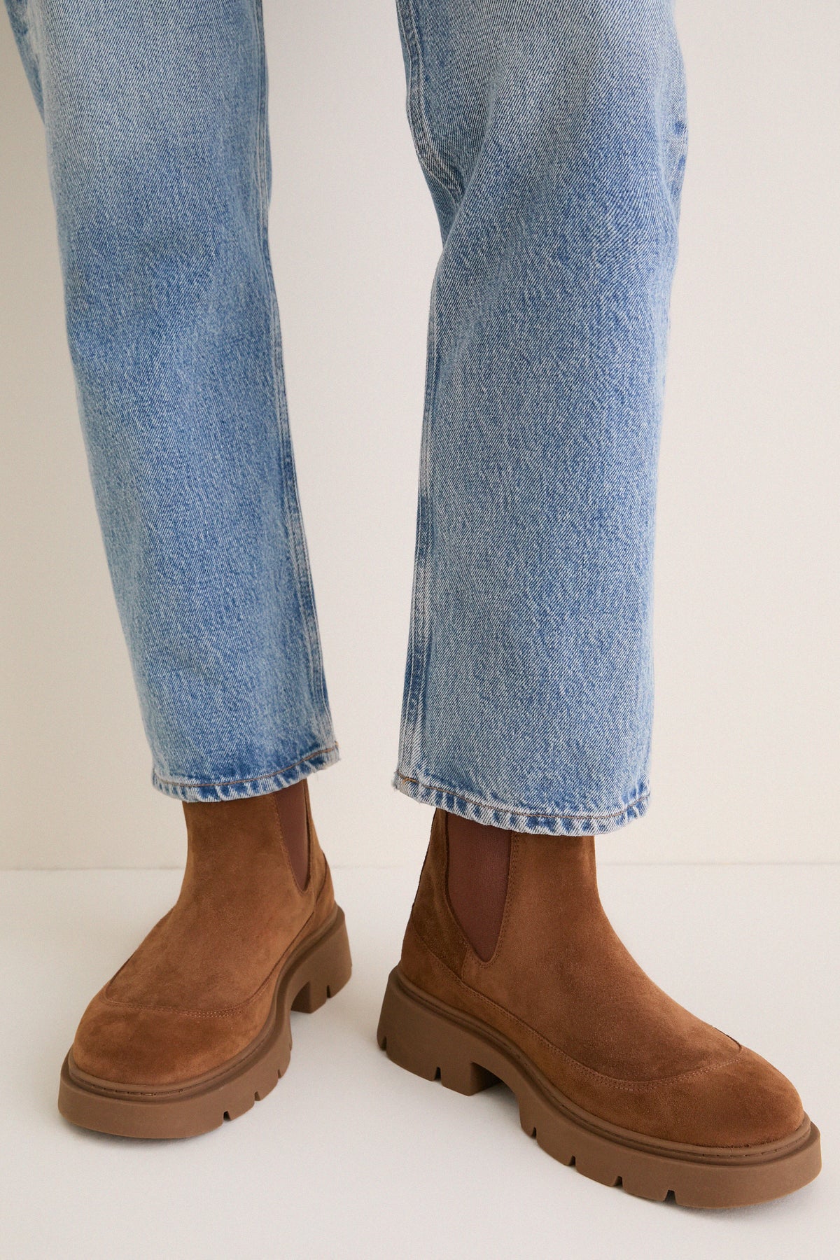 Brown Chelsea Wool Boots