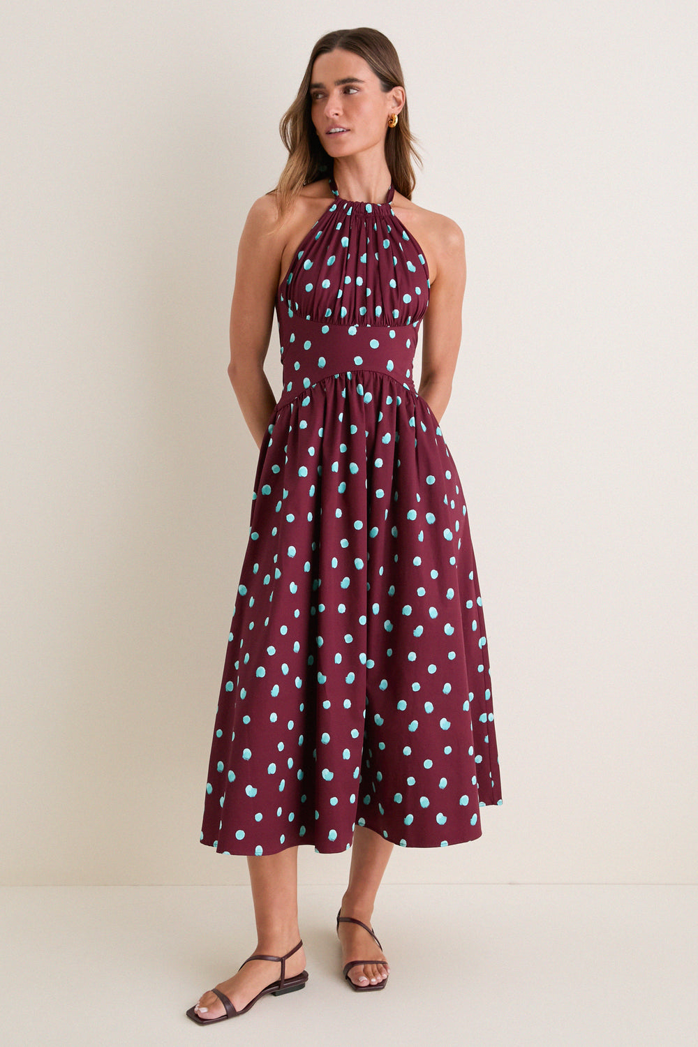 Maroon Halter in the Name of Love Midi Dress