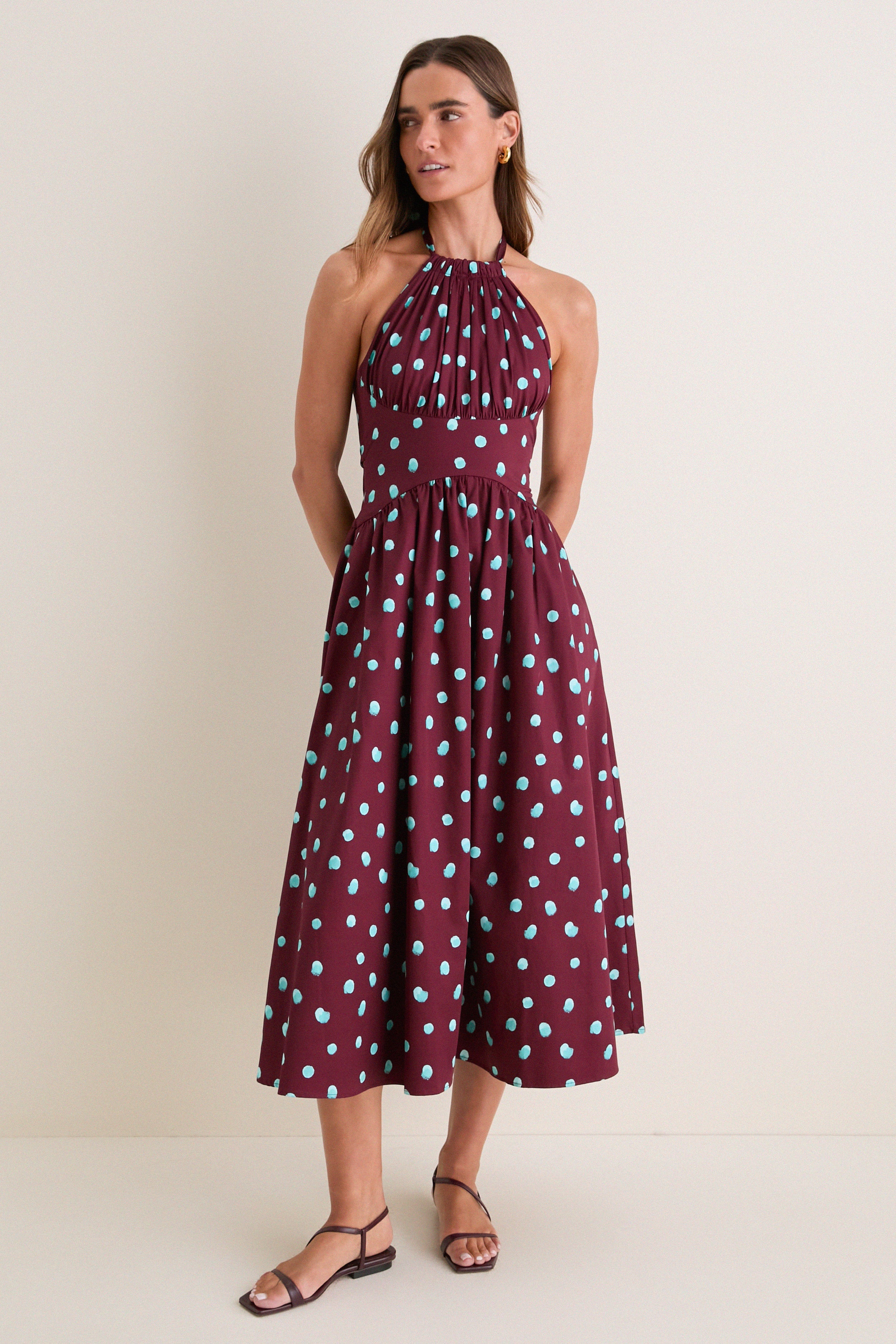 Maroon Halter in the Name of Love Midi Dress