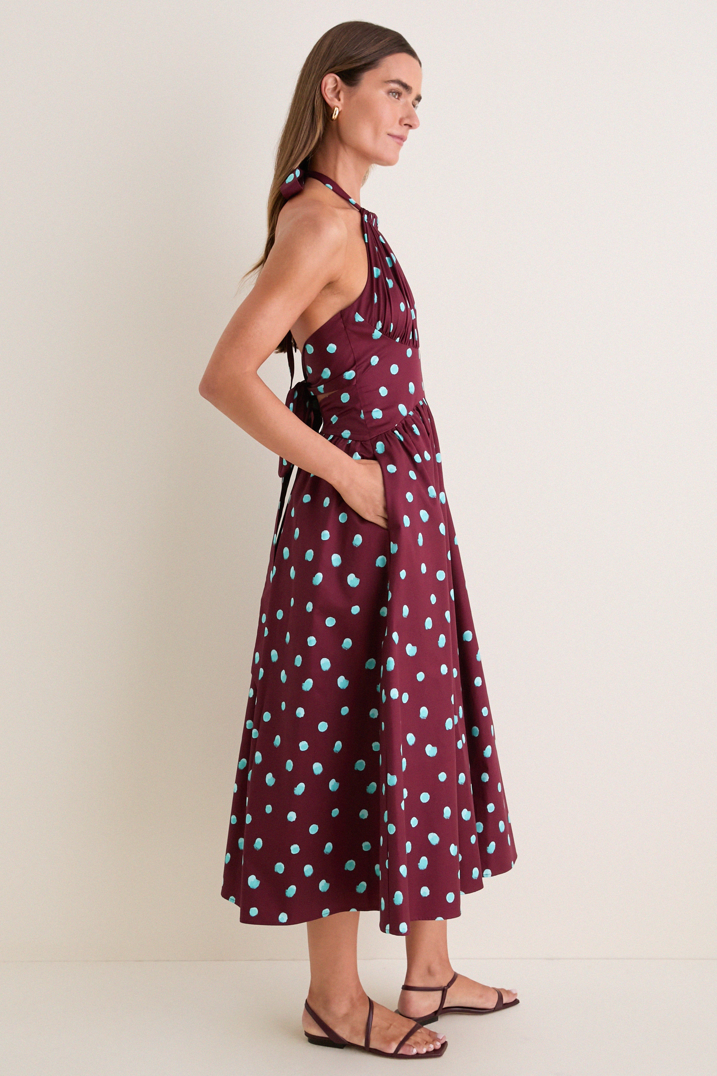 Maroon Halter in the Name of Love Midi Dress
