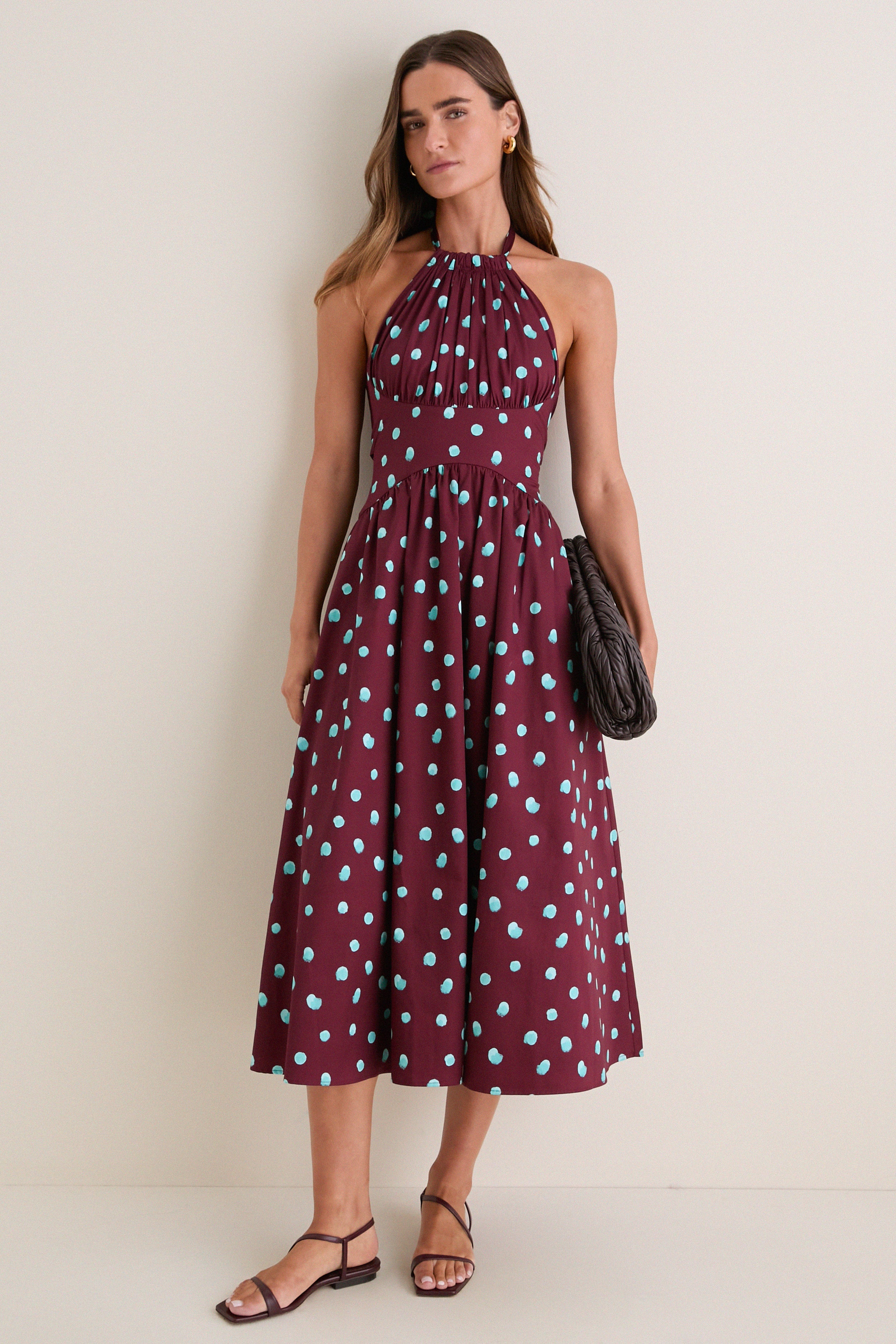 Maroon Halter in the Name of Love Midi Dress