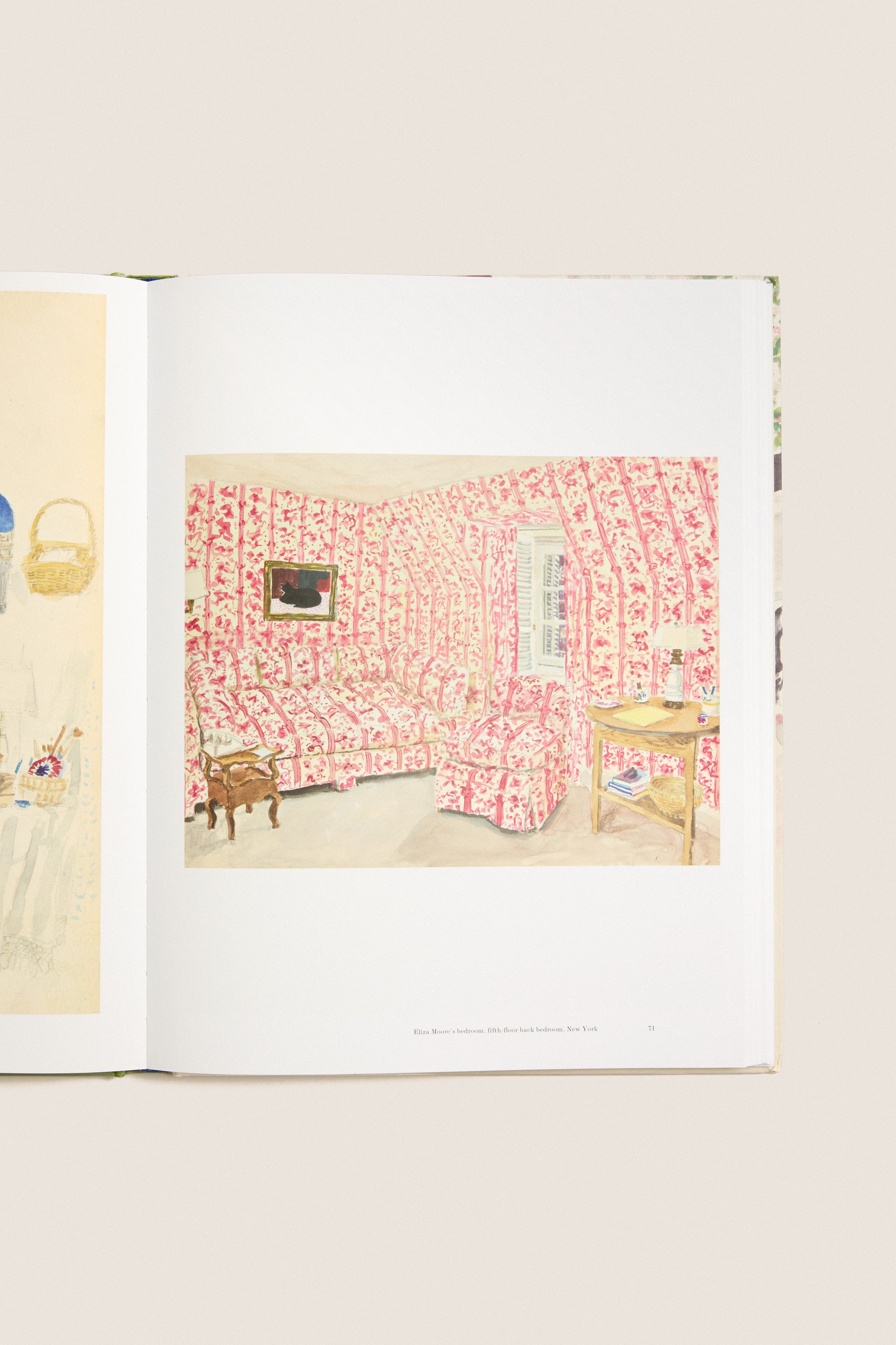 The Enchanting Interiors of Bunny Melon: Classic illustration of a cozy room with floral furniture, capturing an effortless, high-end ambiance, perfect for fun, sophisticated decor inspiration.