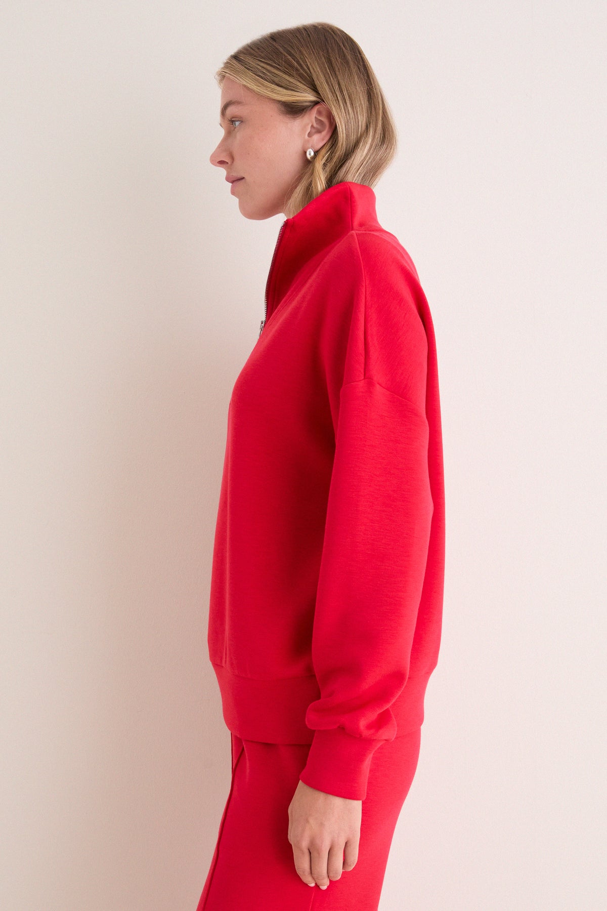 Red Marl Hawley Half Zip Sweat