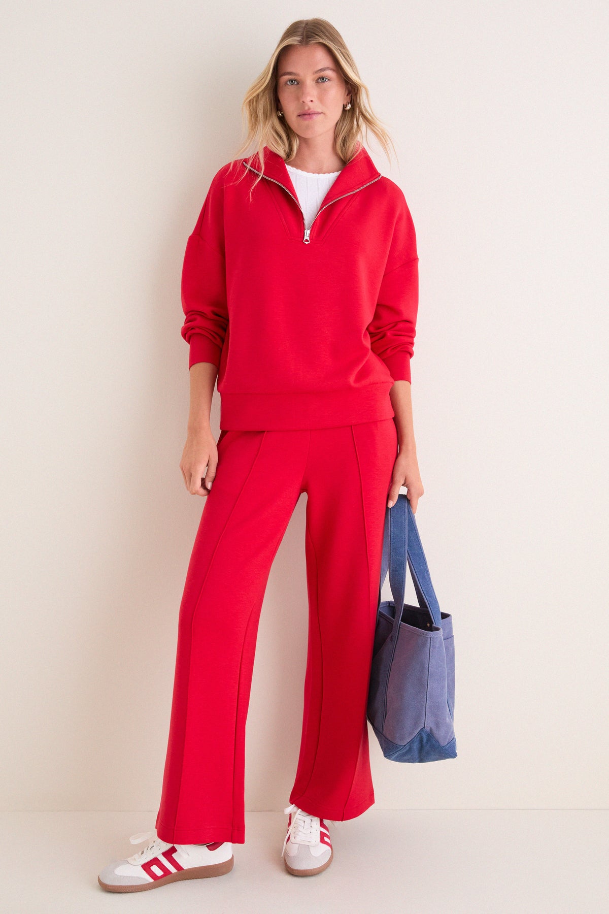 Red Marl Hawley Half Zip Sweat