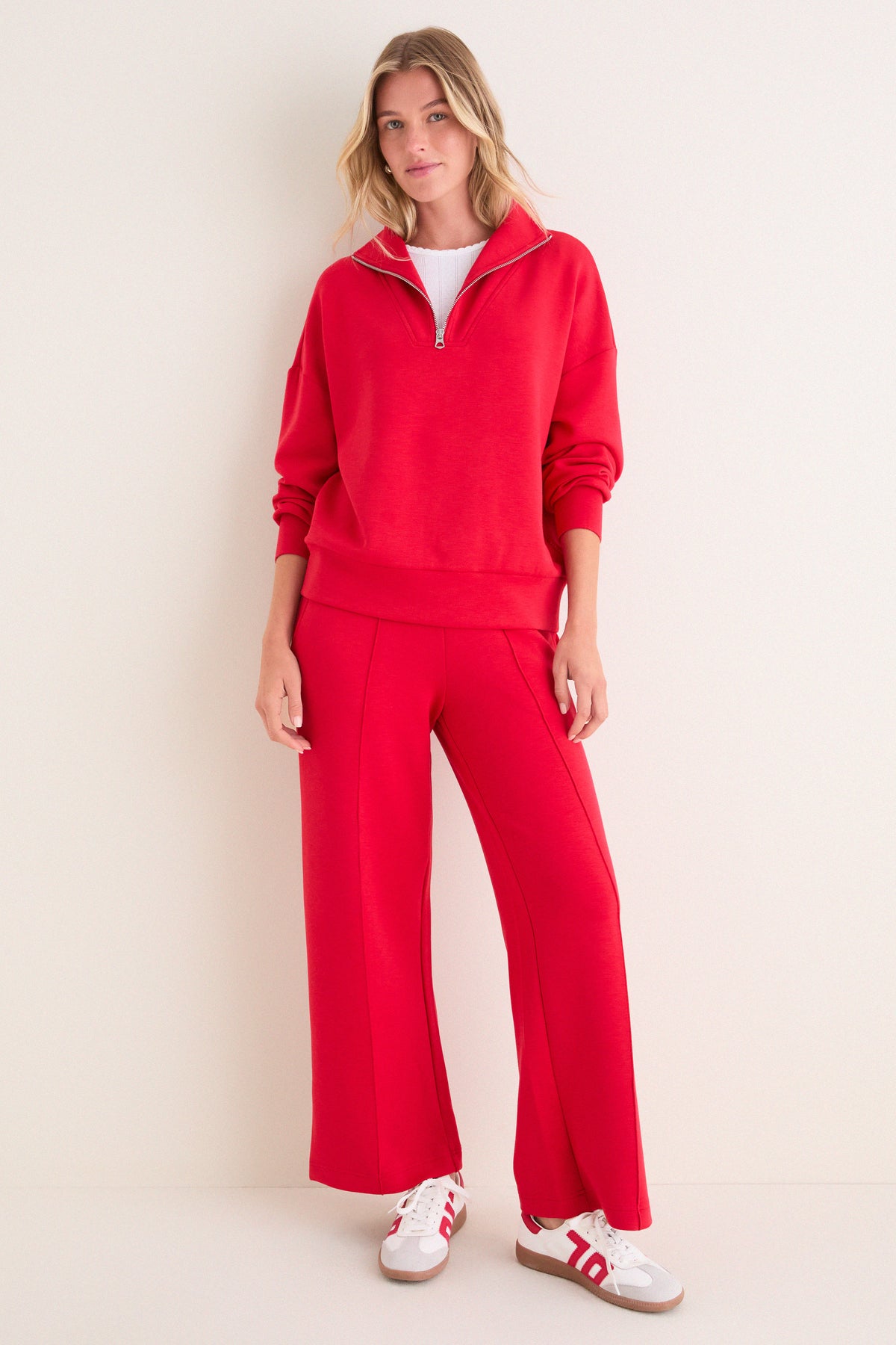 Red Marl Hawley Half Zip Sweat