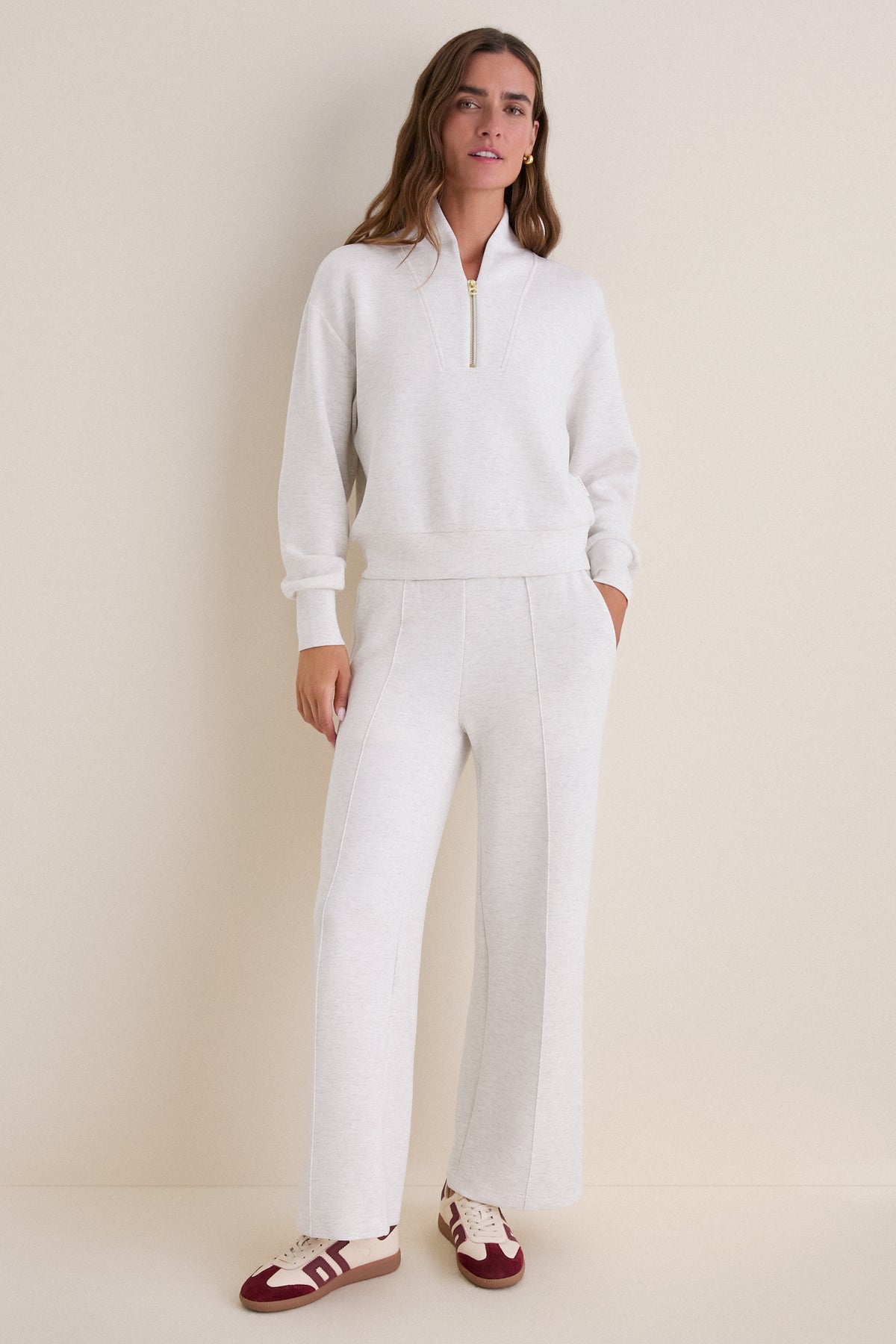 Ivory Marl The Wide Leg Pant 28