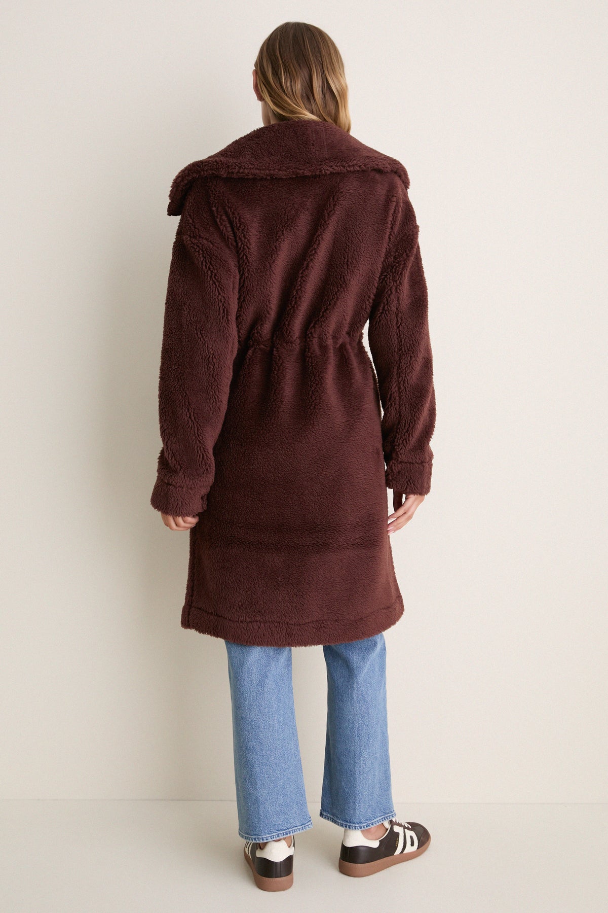 Dark Chestnut Bennet Long Sherpa Coat