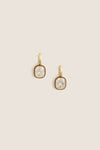 Dark Chocolate and White Cubic Cushion Drop Earrings