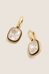 Dark Chocolate and White Cubic Cushion Drop Earrings