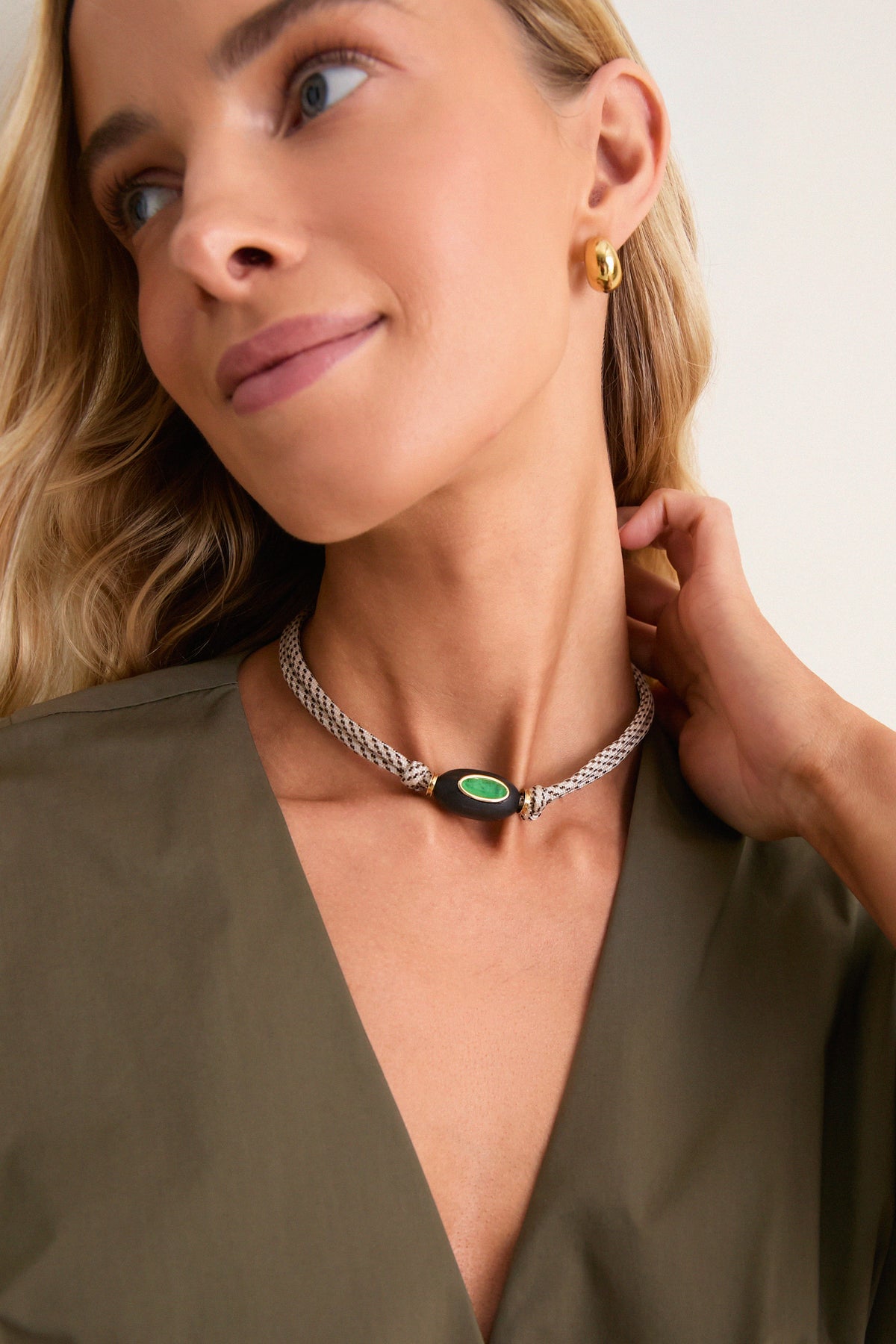 Brown and Off White Driftwood Collar Necklace