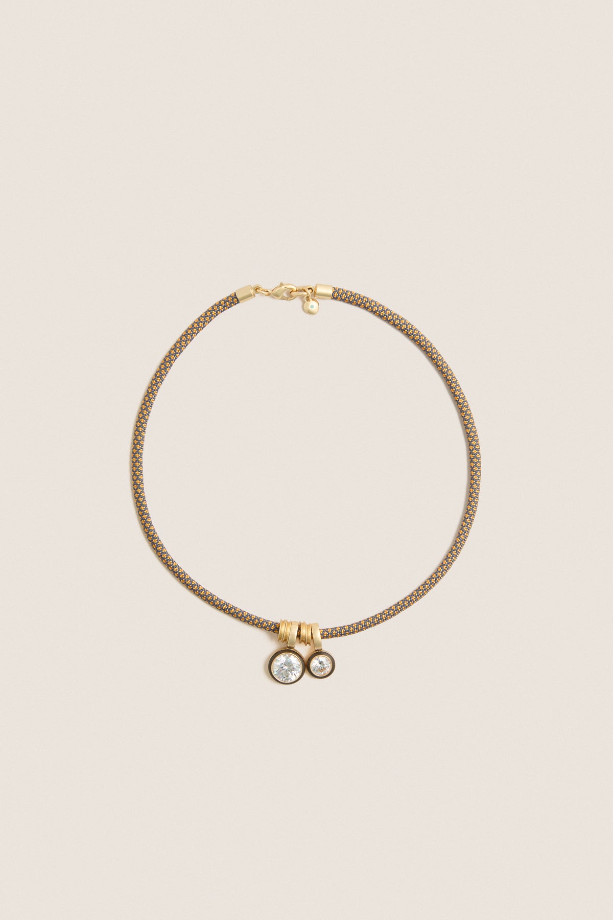 Gold Cubic Double Drop Cord Necklace