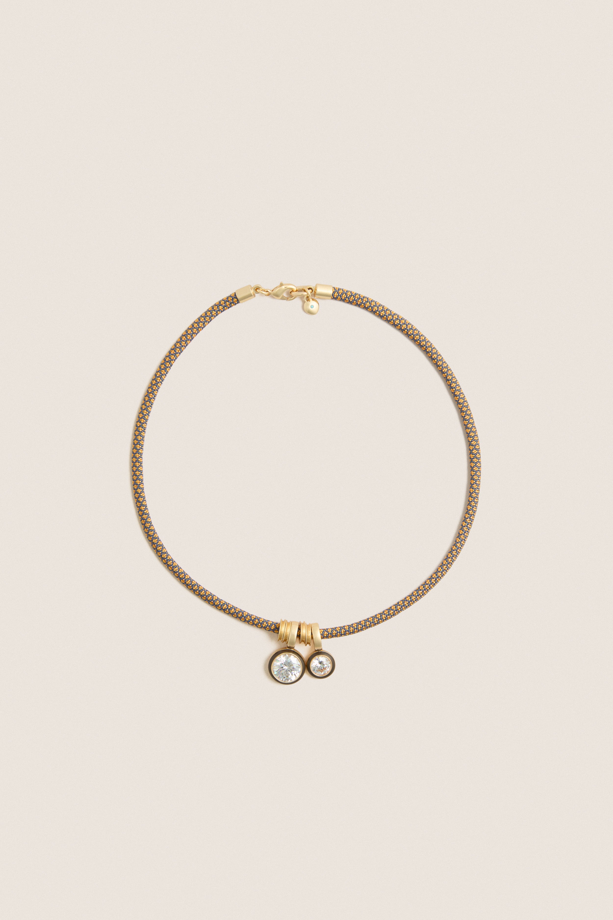 Gold Cubic Double Drop Cord Necklace