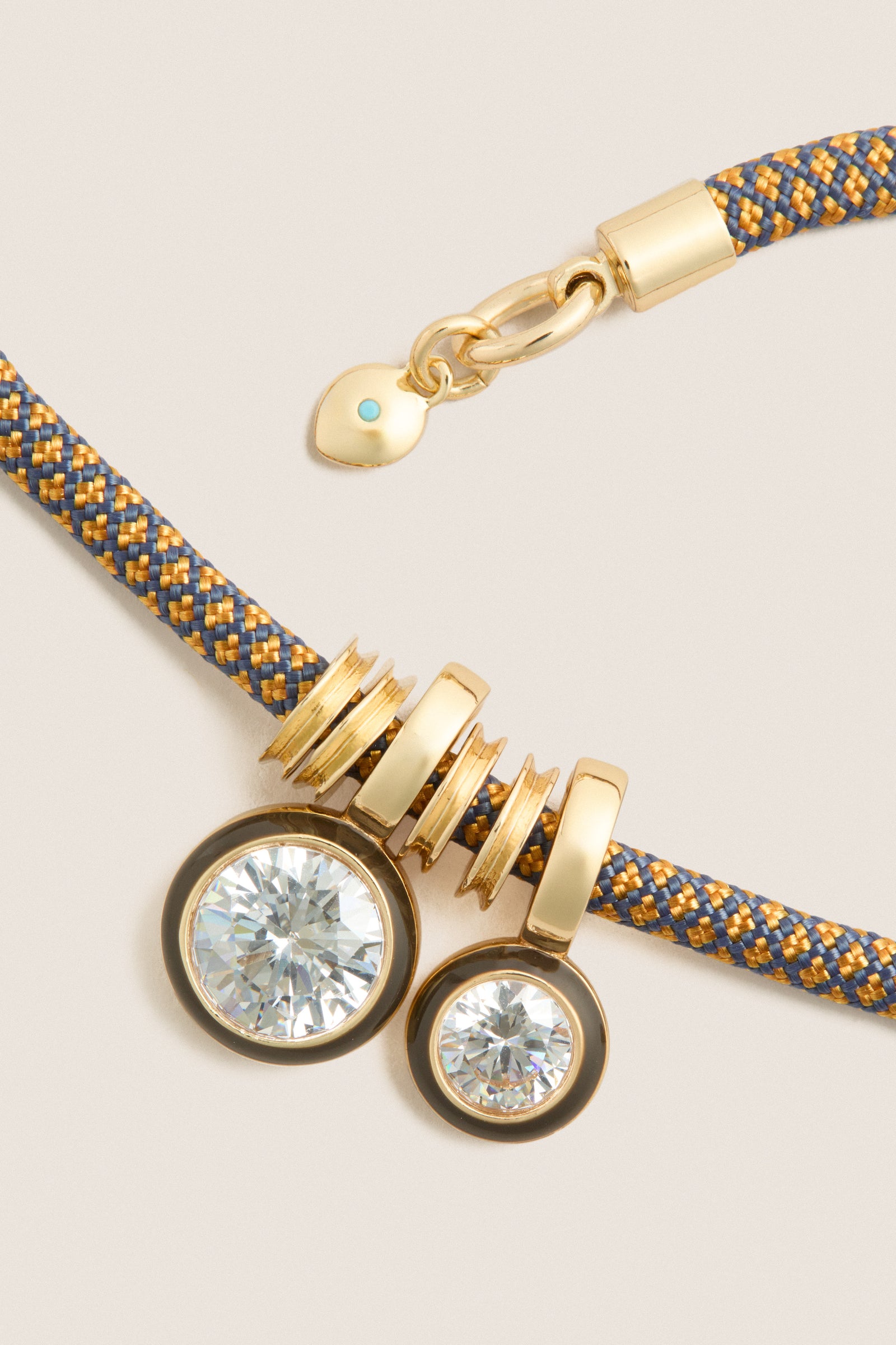Gold Cubic Double Drop Cord Necklace
