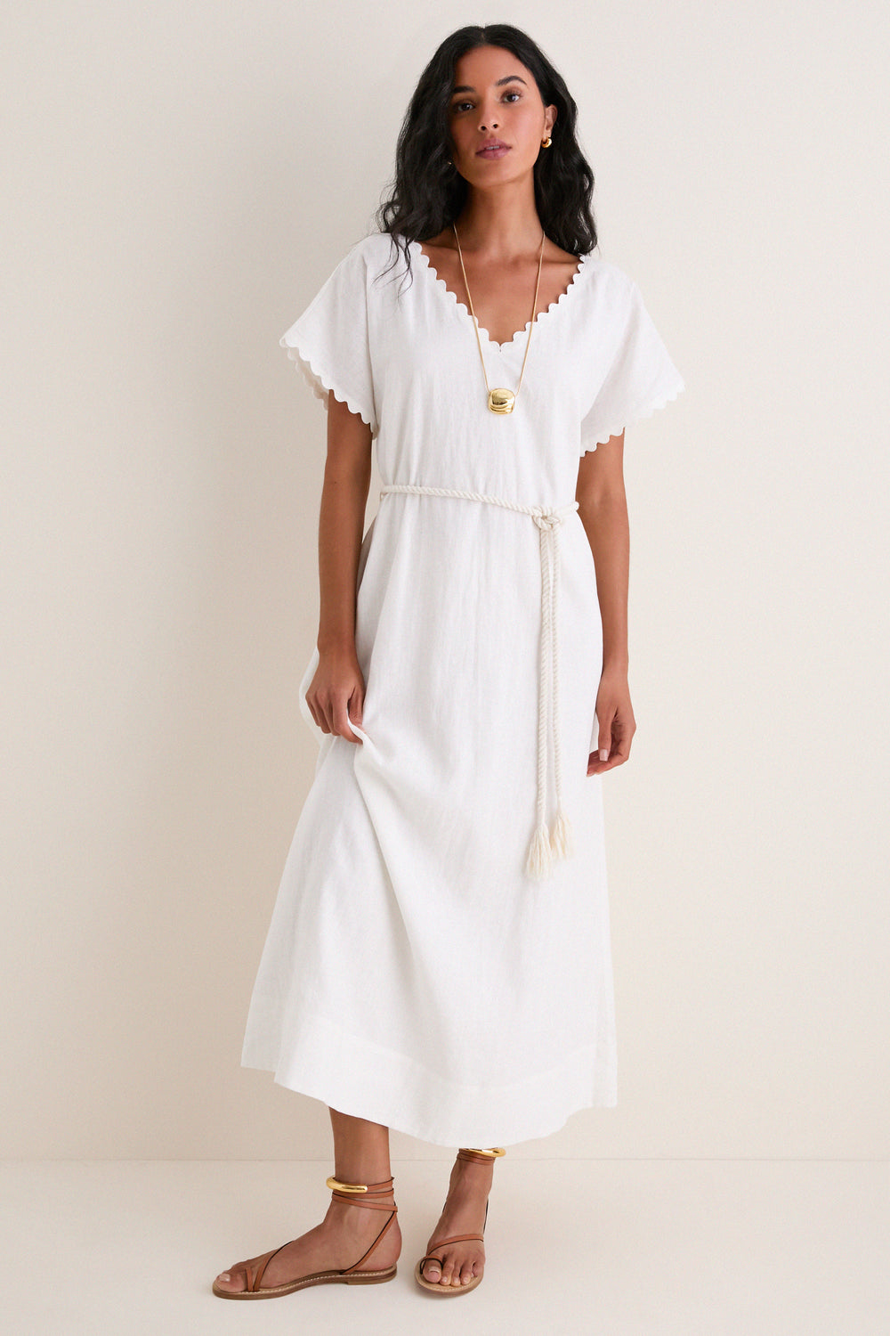 White Linen Ric Rac Myles Dress White Linen Ric Rac Myles Dress