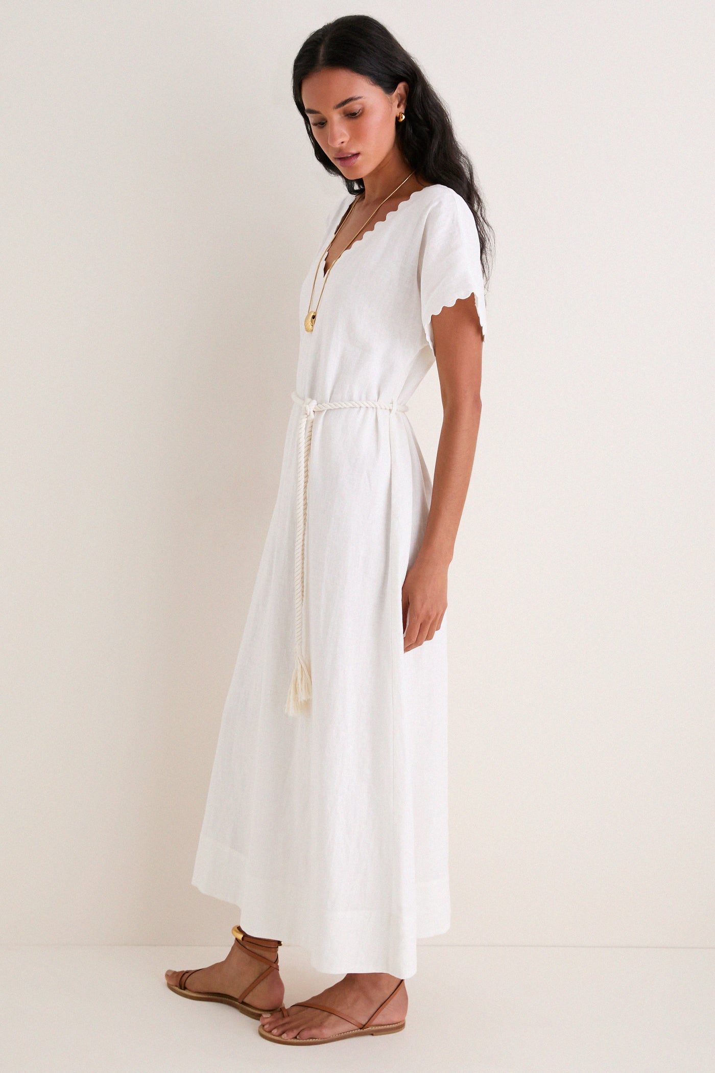 Tuckernuck White Linen Ric Rac Myles Dress White / XL