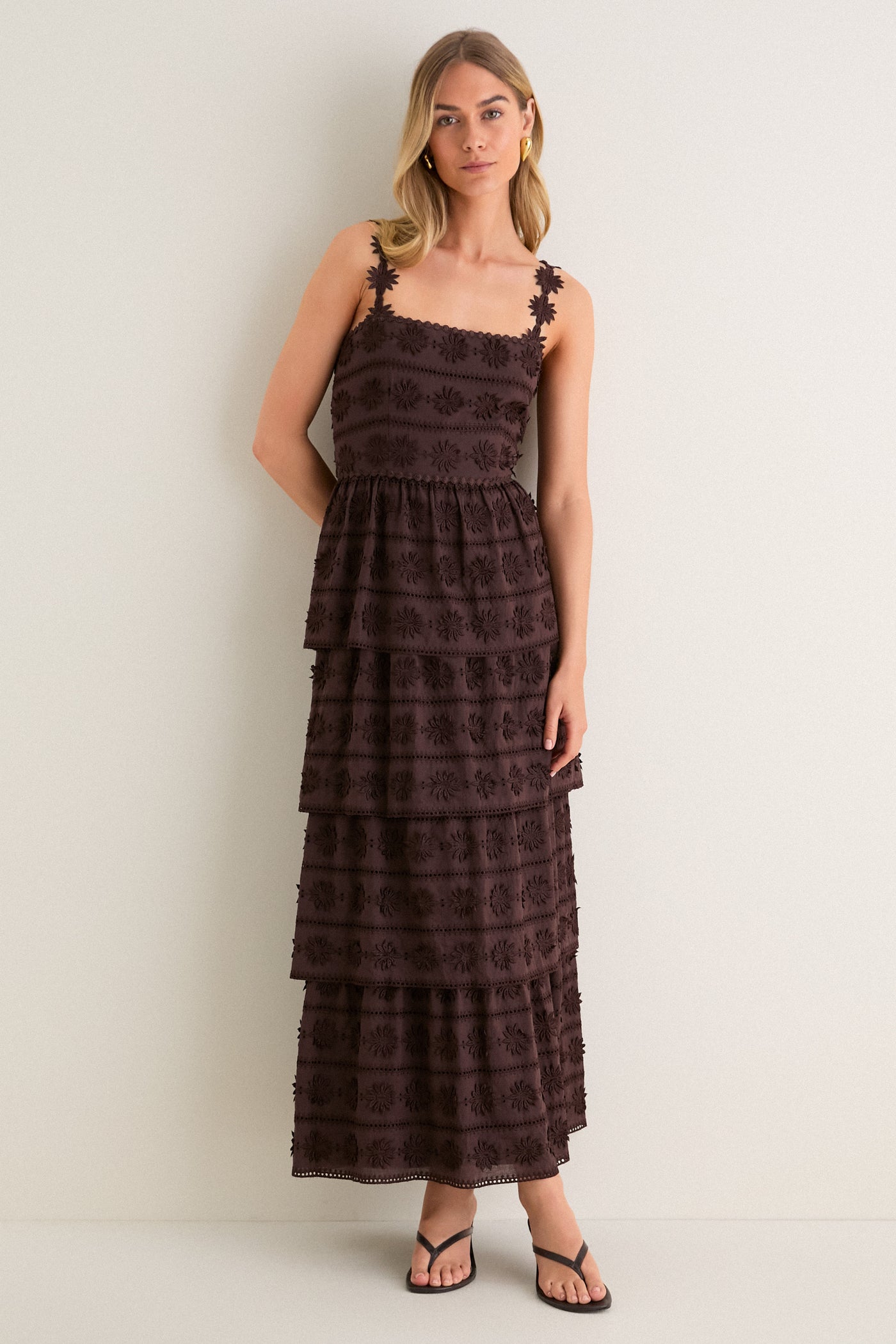 Saylor Exclusive Chocolate Brown Krystie Midi Dress Chocolate Brown / M