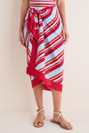 Cranberry Copenhagen Stripe Long Pareo