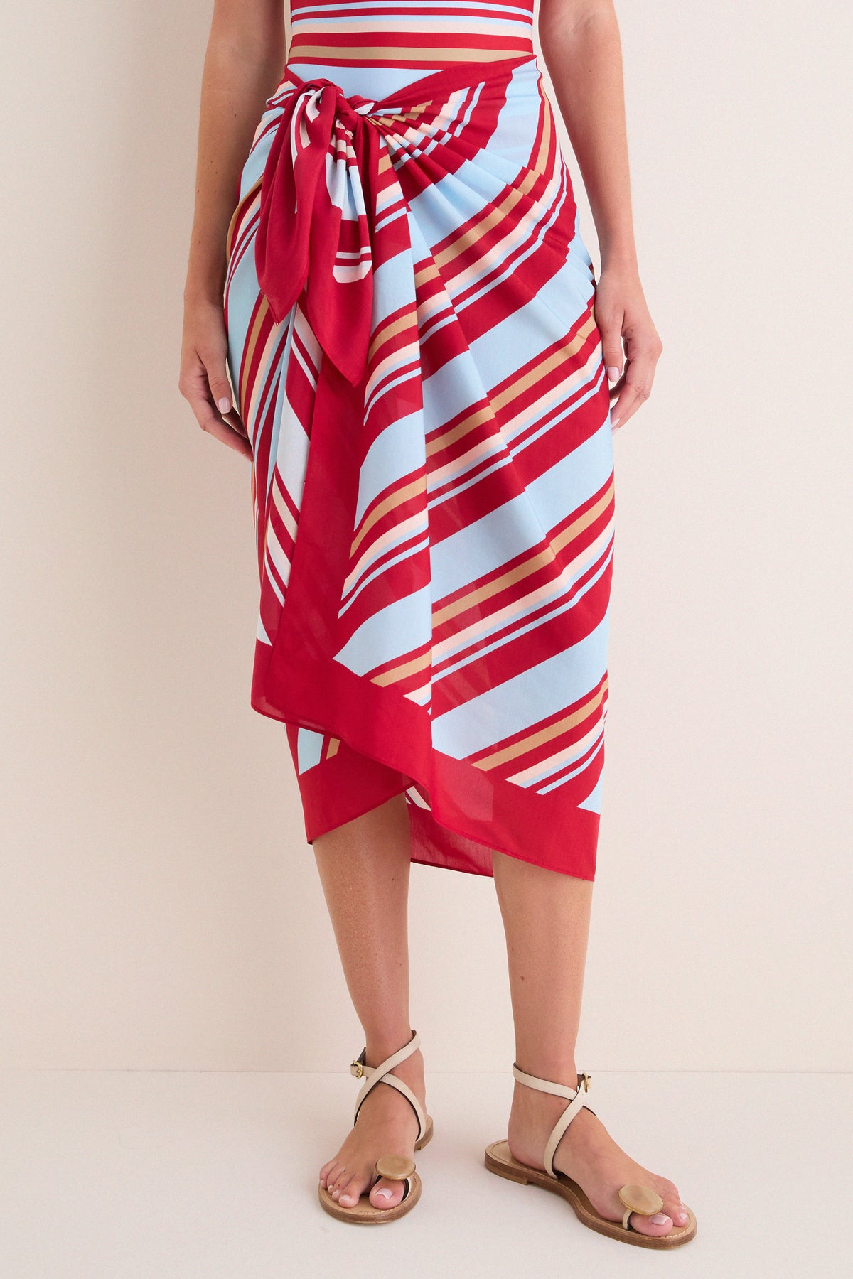Cranberry Copenhagen Stripe Long Pareo