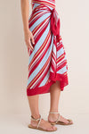 Cranberry Copenhagen Stripe Long Pareo