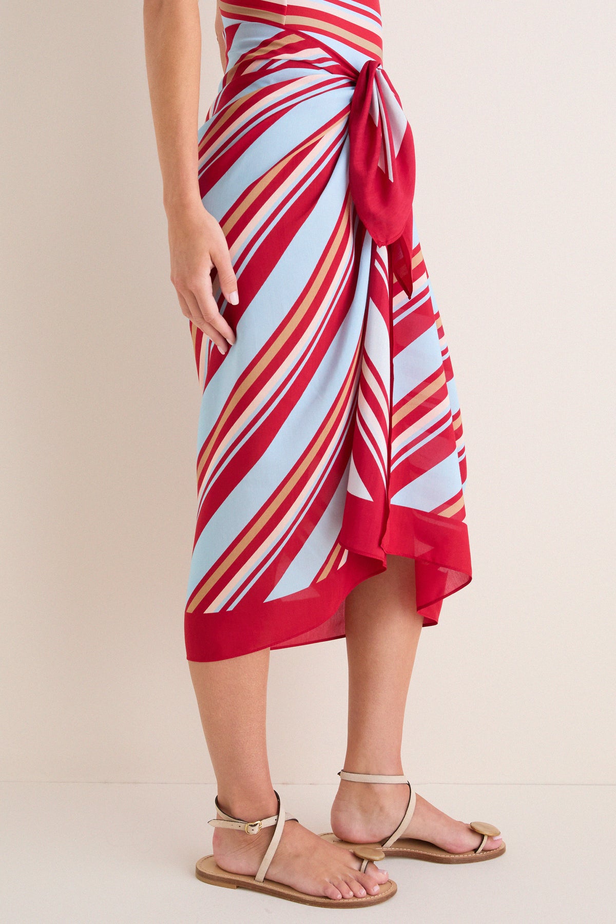 Cranberry Copenhagen Stripe Long Pareo