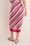 Cranberry Copenhagen Stripe Long Pareo