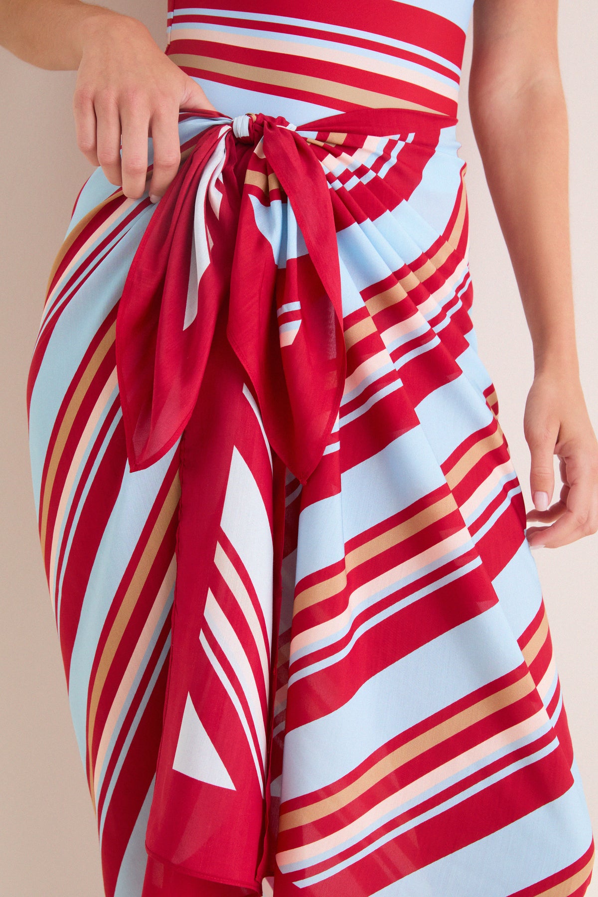 Cranberry Copenhagen Stripe Long Pareo