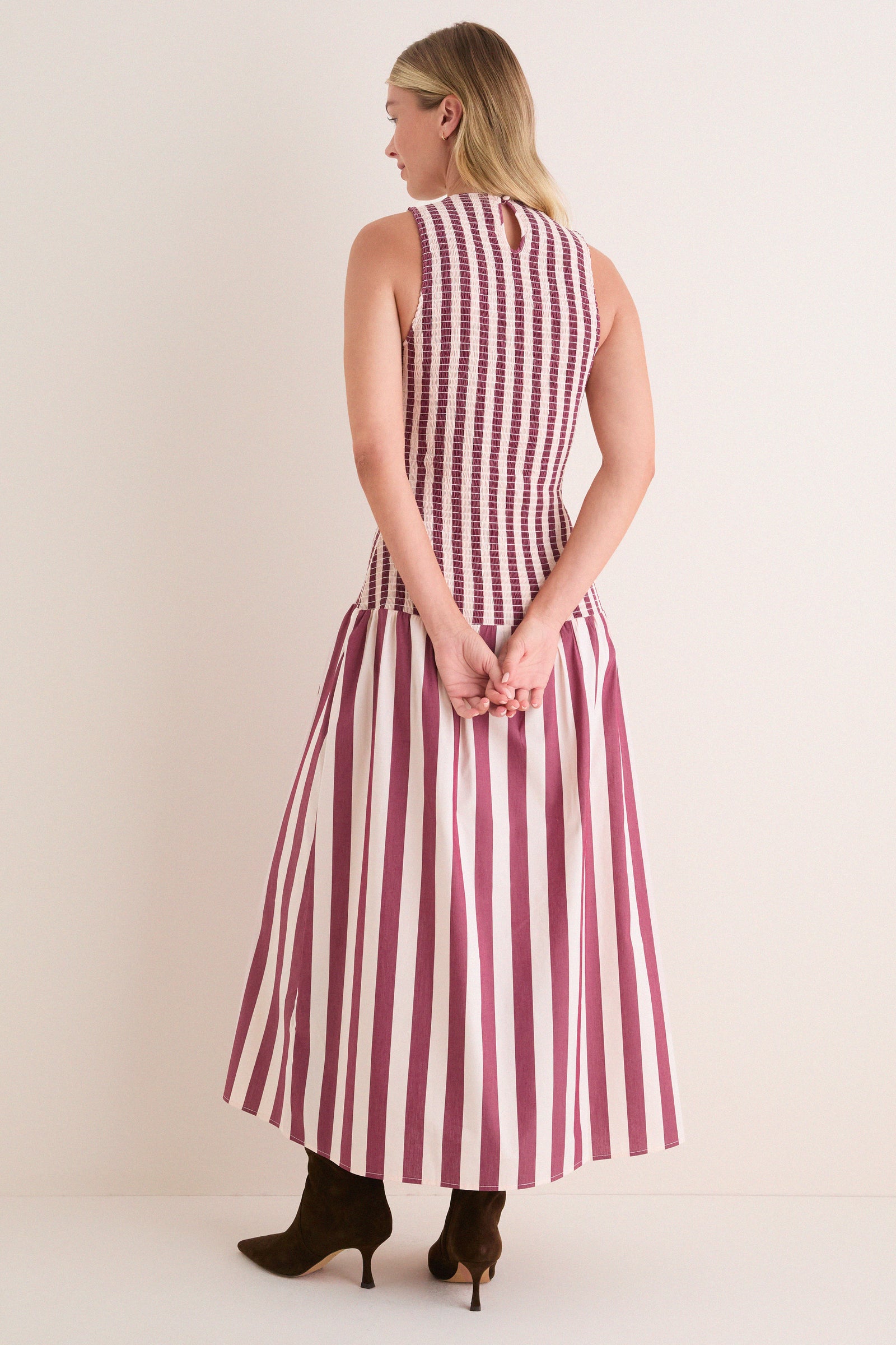 Sangria and Stone Stripe Arlin Midi Dress